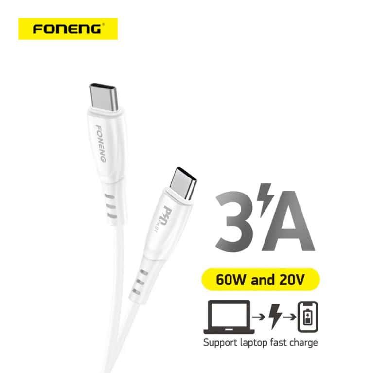 Câble USB Foneng X73 3A 60W Fast Charge Type-C à Type-C