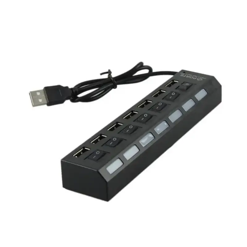 HUB USB 2.0 à 7 ports Hi Speed avec interrupteur