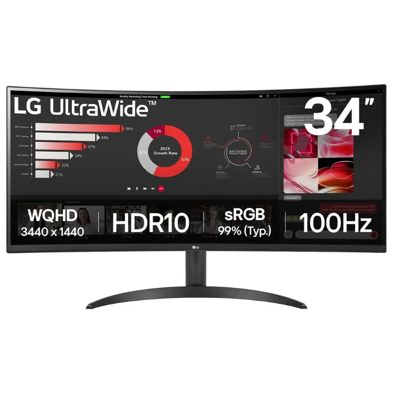LG 34WR50QK – Écran Gaming UltraWide 34″ WQHD Incurvé 100Hz