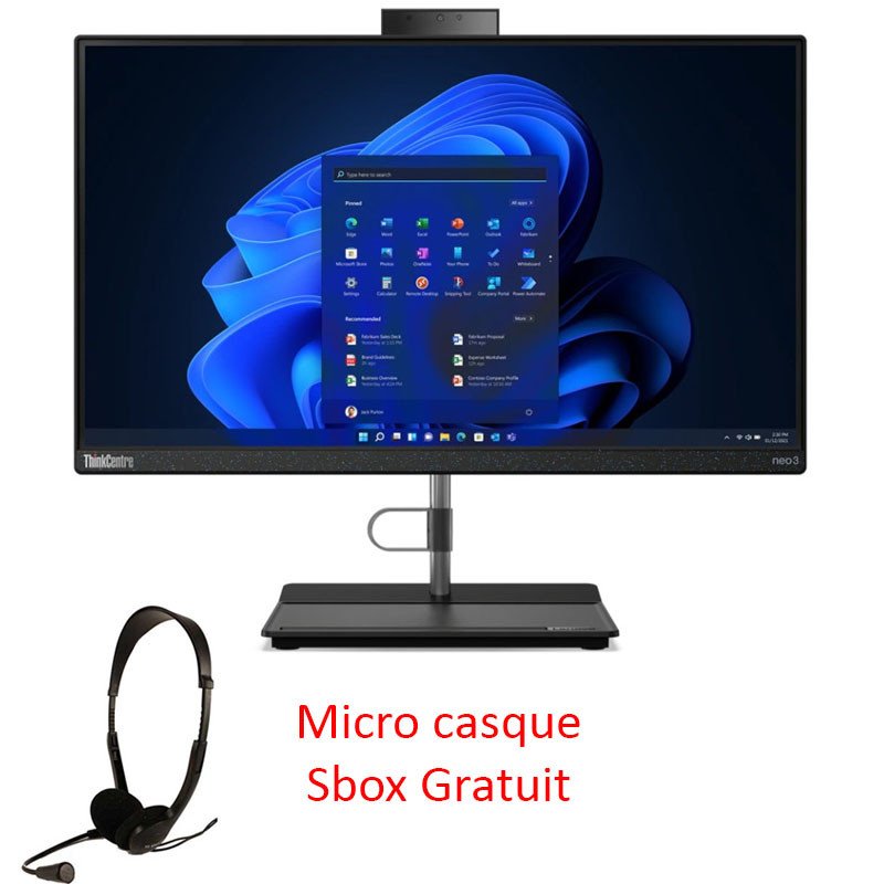 PC DE BUREAU LENOVO TOUT EN UN THINKCENTRE NEO 50A 24 I7 12GÉN 8GO 512GO SSD W11