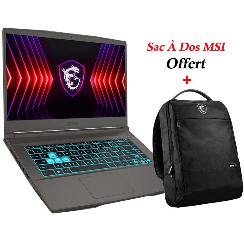 PC PORTABLE GAMER MSI THIN 15 B13UCX I5 13È GÉN 16GO RTX 2050